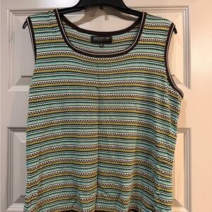 Jones New York Women's Striped Tank Top - Green, Brown, and White